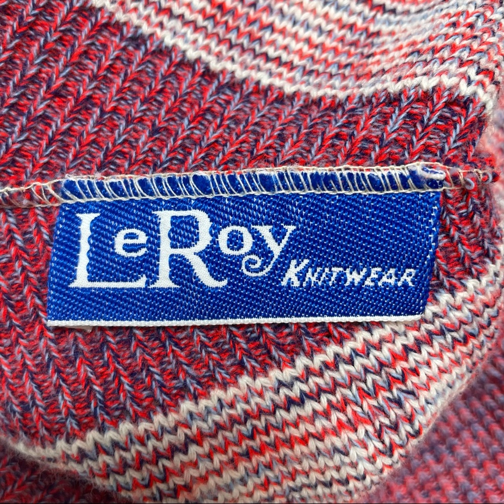 Vntg LeRoy Western Knit Dress Knitwear Cream & Woven Reds Soft EUC - Picture 9 of 12